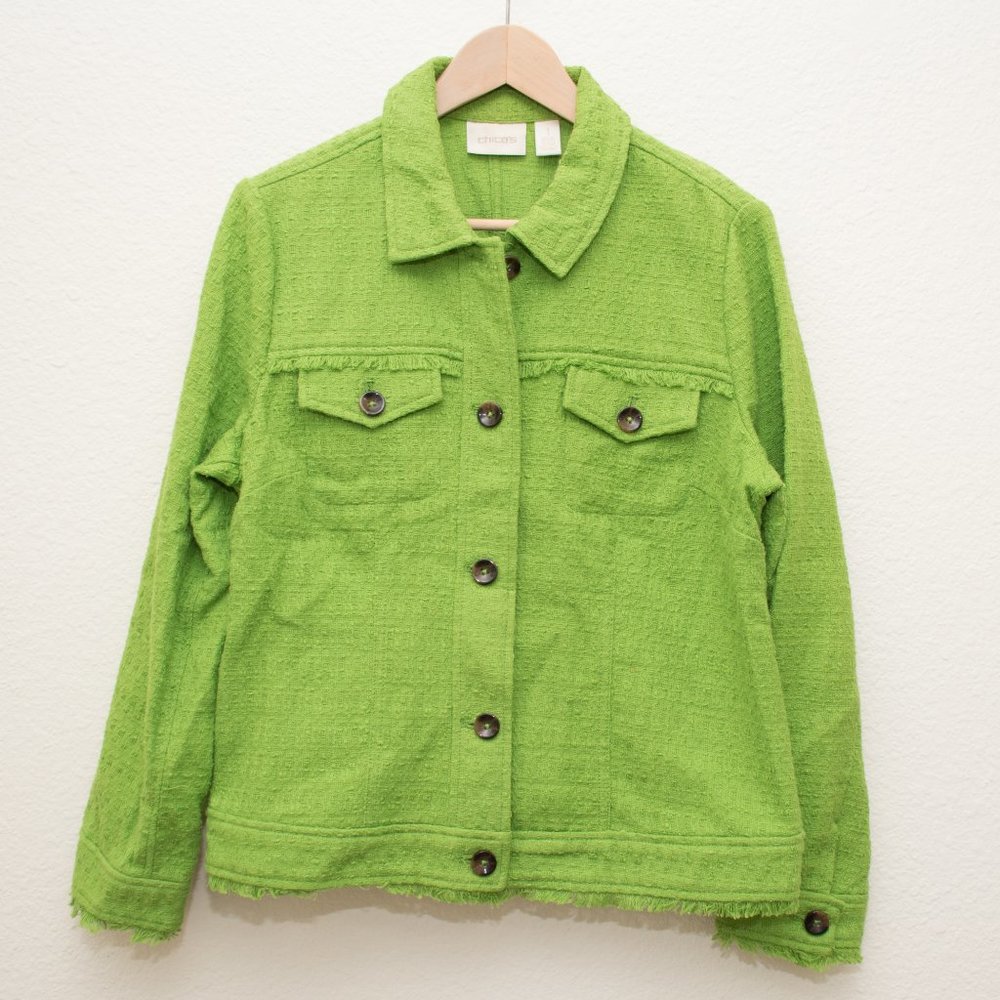 Chico’s Chive Green Textured Jacket